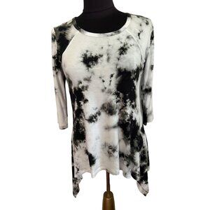 Thomas & Olivia Black & White Tie-Dye 3/4 Sleeve Top, Size PS